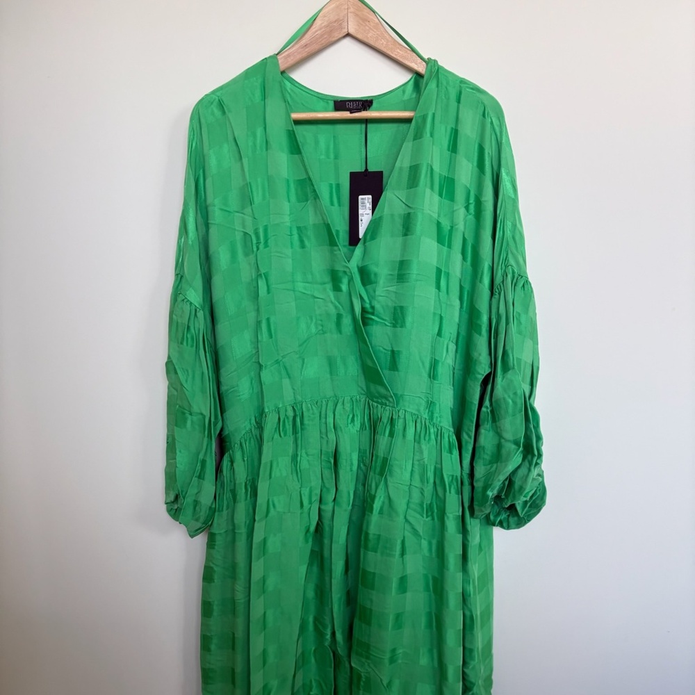 River Island Studio Jacquard Green Check Maxi Dress